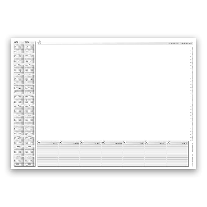 Schreibtischunterlage mit 2-Jahres-Kalender I DIN A2 I 40 Blatt I aus Papier zum Abreißen I Kalendarium I dv_028 (2018 2019)