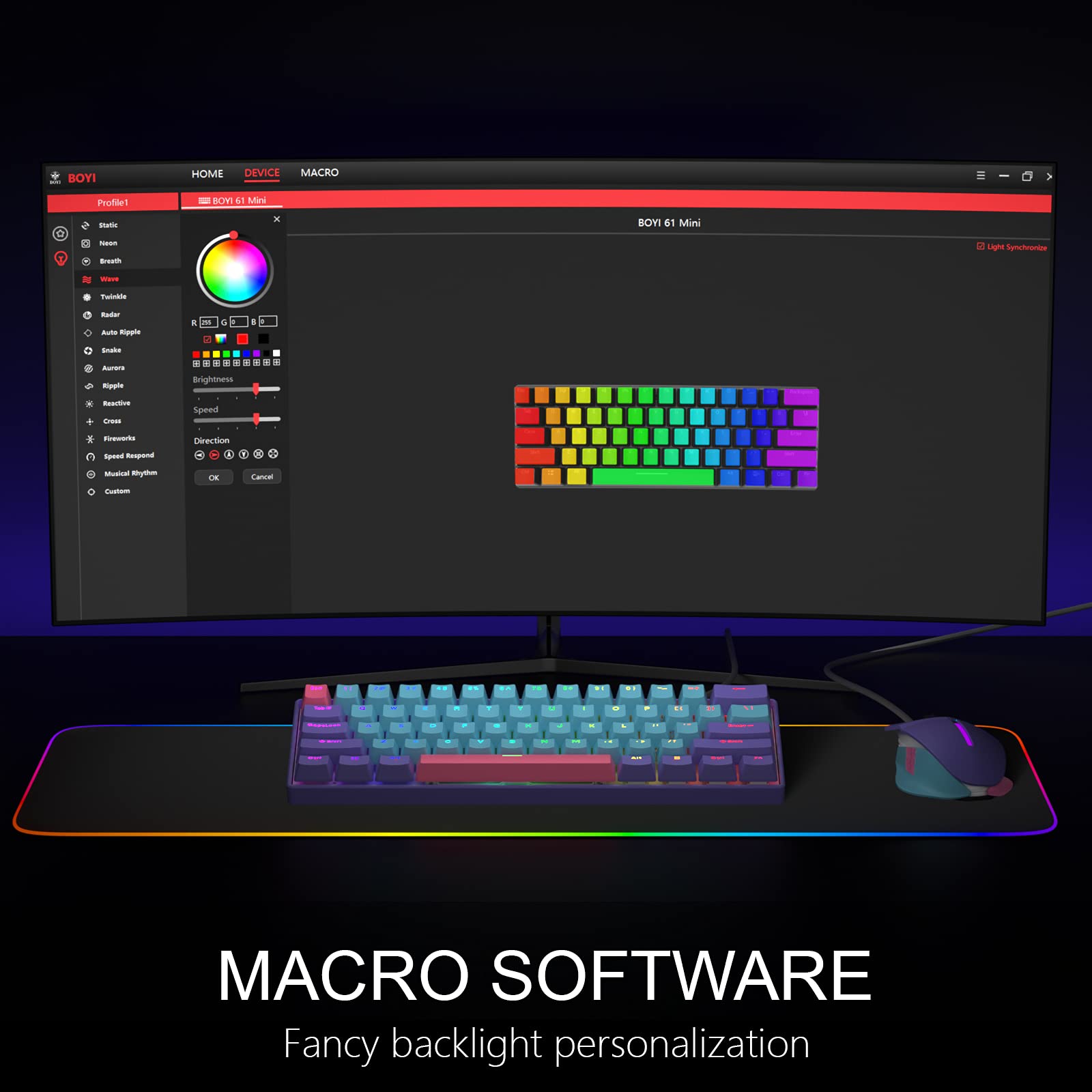BOYI 61 Mini Hot-Swappable Wired 60% Mechanical Gaming Keyboard,RGB Cherry MX Switch PBT Keycaps NKRO Type-C Keyboard for Gaming and Working (Joker-Plus Color,Cherry MX Speed Silver Switch)