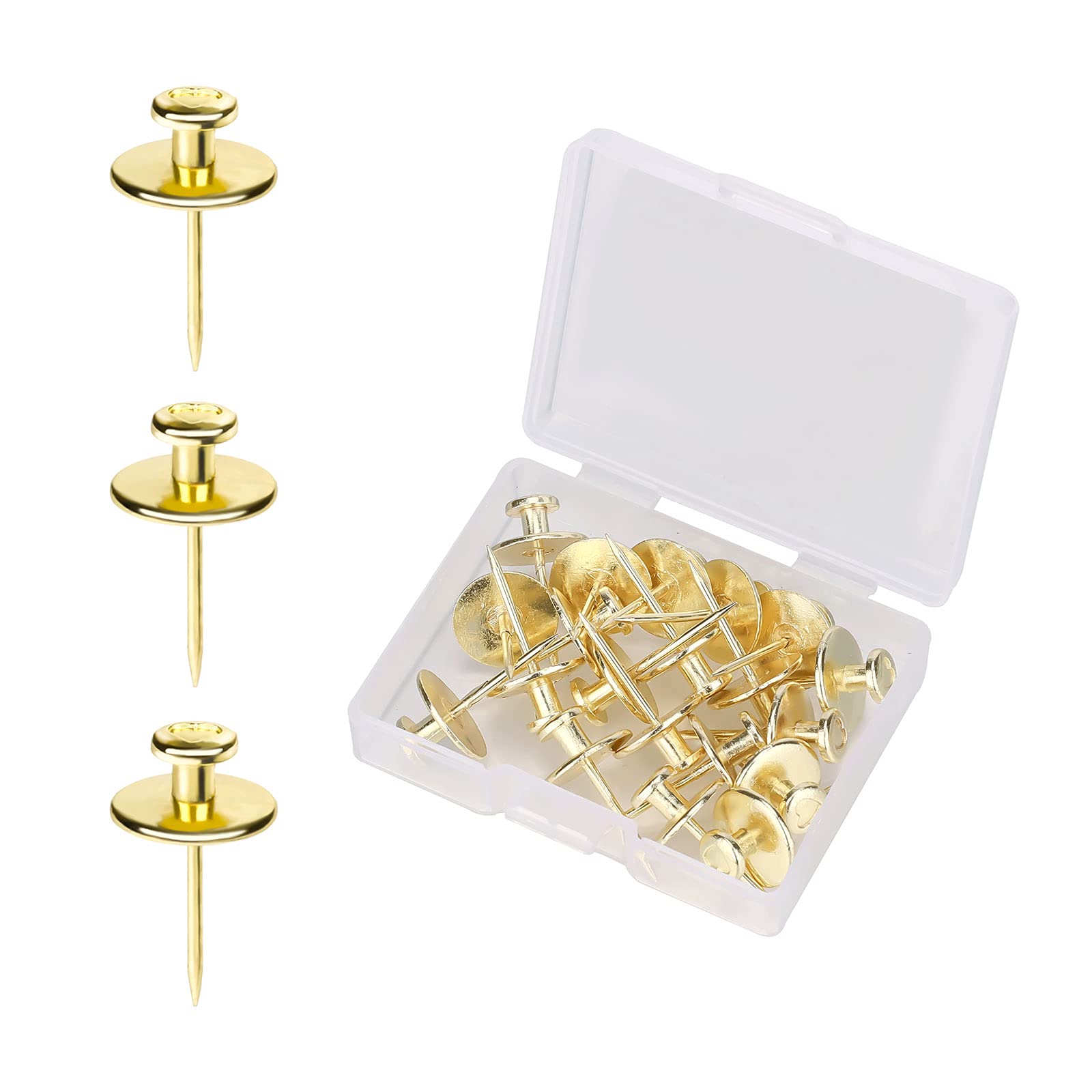 SAVITA 20 Pieces Small Head Pegs, Double Headed Wall Nails Hangers for Push Pins Hooks Decorative for Home, Room, Office, Study Room, Drywall (Gold)