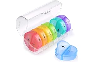 Sukuos Weekly Pill Organizer 7 Day 2 Times a Day, Large Daily Pill Box Easy to Open, AM PM Pill Case for Medicine/Vitamin/Fish Oil/Supplements (Clear)
