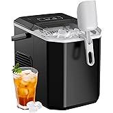 Silonn Ice Maker Countertop, Portable Ice Machine with Carry Handle, Self-Cleaning Ice Makers with Basket and Scoop, 9 Cubes in 6 Mins, 26 lbs per Day, Ideal for Home, Kitchen, Camping, RV