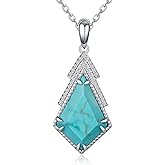 Naxidaze 925 Sterling Silver Genuine Turquoise Necklace – Natural Turquoise Pendant Jewelry for Women – Real Western Necklace for Everyday Wear