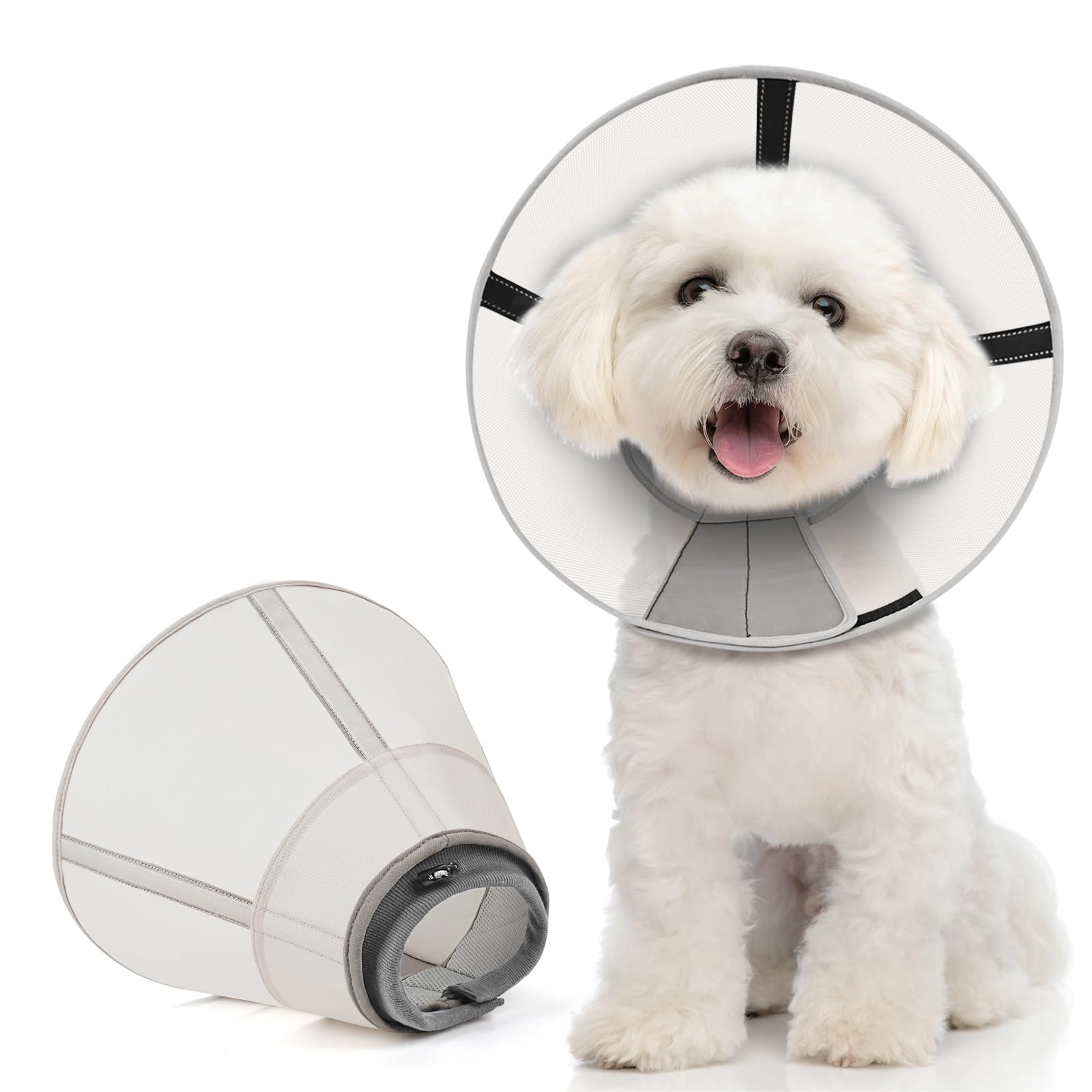Photo 1 of Soft Dog Cone Collar to Stop Licking, Comfortable Mesh Recovery Collar After Surgery for Large Medium Small Dogs, Alternative to Elizabeth Cone of Shame