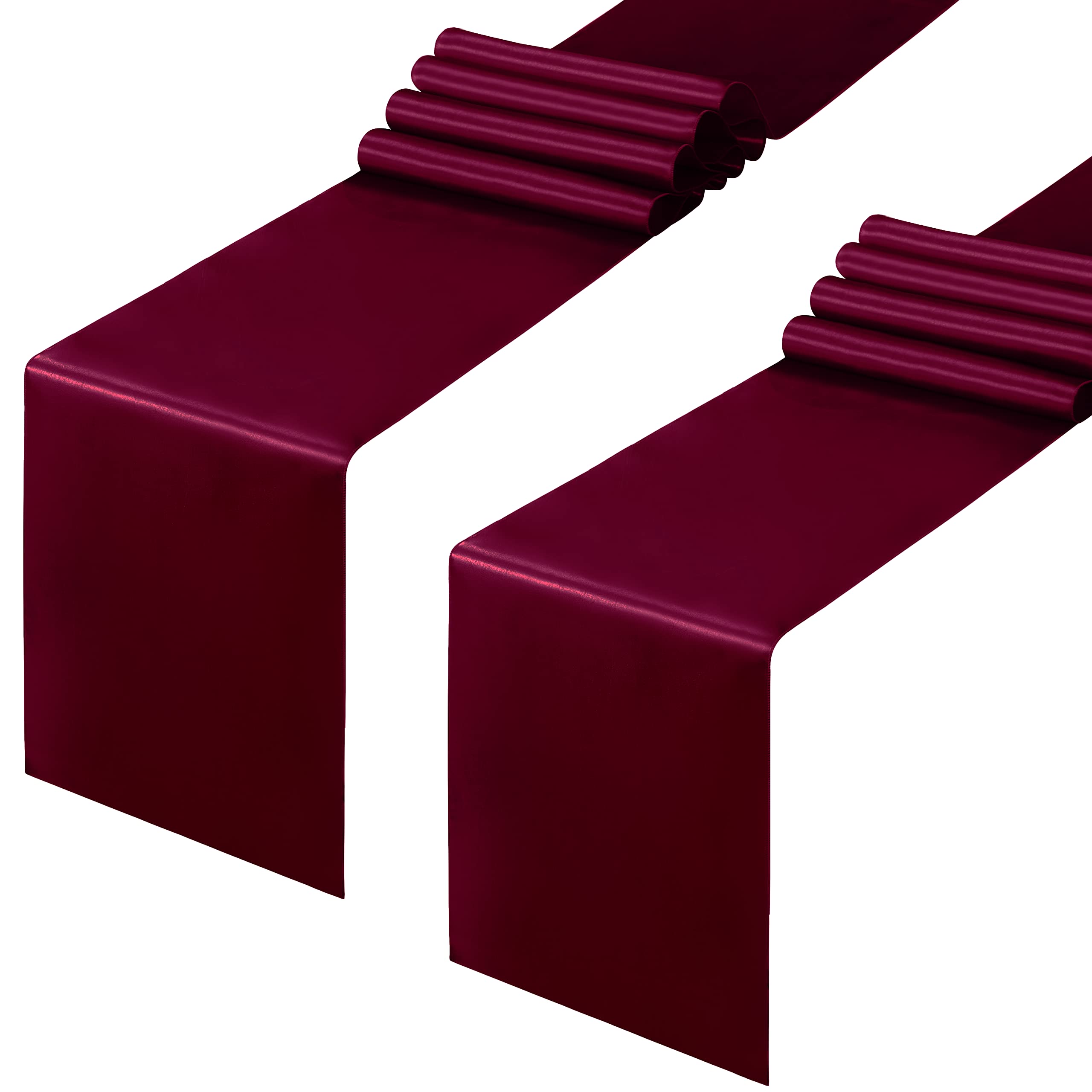 Photo 1 of Horbaunal 2 Pack Burgundy Satin Table Runner 12 x 108 Inch, Smooth Table Runners for Wedding Banquets Birthday Party