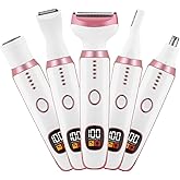 Electric Razors for Women, Bikini Trimmer for Women 5 in 1 Body Shaver for Nose Hair Face Eyebrow Arms Legs Armpit Underarm Pubic Area, Replaceable Lady Facial Razor Painless USB Charge Female Gift