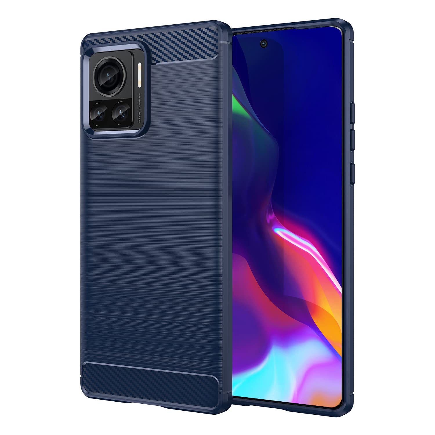 SCL Case for Moto Edge 30 Ultra Case Motorola Edge 30 Ultra Case [Blue], Carbon Fibre Effect Gel Grip Protection Cover [Anti Scratch][Anti Collision] Case Compatible with Motorola Edge 30 Ultra