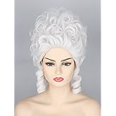Topcosplay Halloween Costume Party Wigs for Women Girls White Powdered Wig Short Beehive Wigs Renaissance Wig