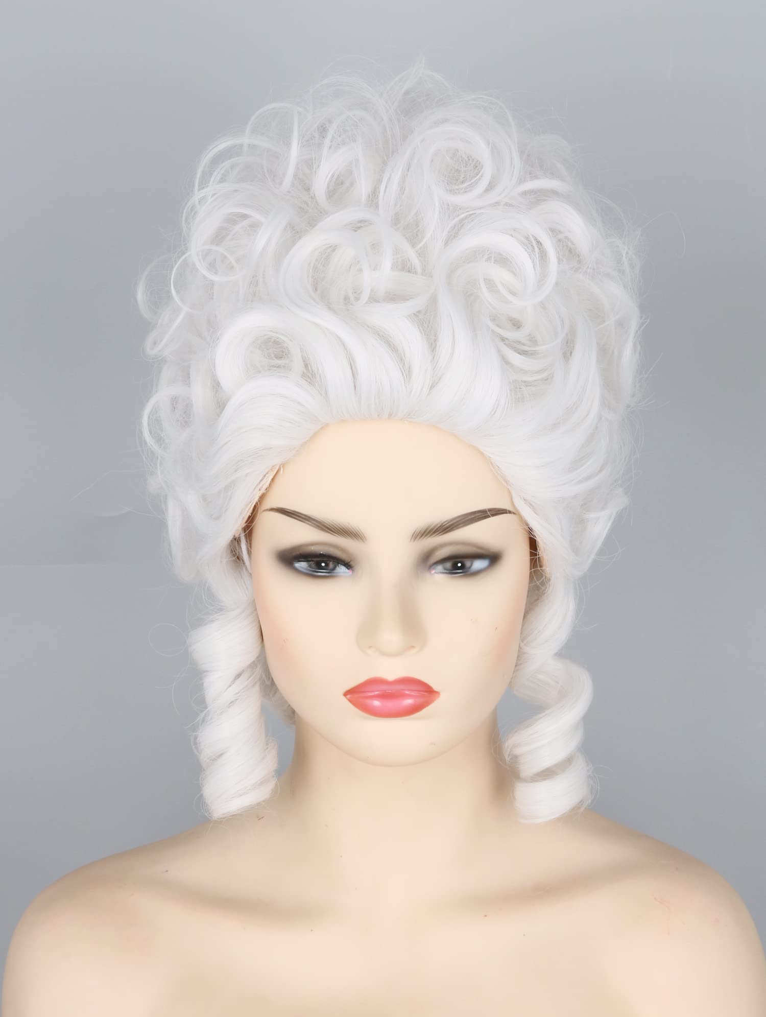 Topcosplay 50s 60s Baroque Wig Colonial 18th Century Wig Bouffant White Blonde Curly Queen Wigs Halloween Costume Wigs (White) โ image 1