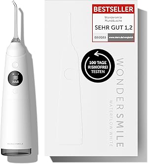 Wondersmile Munddusche PRO - Testsieger 2026-100 Tage risikofrei testen - SmoothFlow-Technologie für optimale Zahn- & Zahnfleischpflege - mit 5 Modi - PowerAkku mit bis zu 30 Tagen Laufzeit