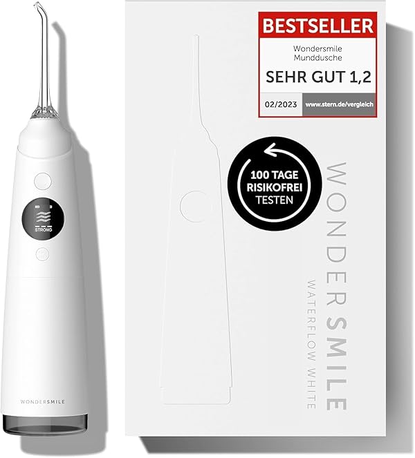 Wondersmile Munddusche PRO - Testsieger 2026-100 Tage risikofrei testen - SmoothFlow-Technologie für optimale Zahn- & Zahnfleischpflege - mit 5 Modi - PowerAkku mit bis zu 30 Tagen Laufzeit