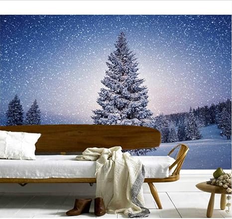 Amazon Lcymt カスタム3d大きな壁画 美しい冬の森のリビングルームのソファテレビの壁3d壁画の壁紙 1x100cm 壁紙