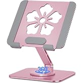 Axbima Rotating Tablet Stand for Desk, Aluminum Tablet Holder, Pink | Rotating Design, Fits 4-12.9" iPad, Samsung &amp; Kindle Tablets, Stable Aluminum Construction, Ideal for Home &amp; Office