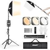 EMART Softbox Lighting Kit 85W 16"x16" Soft Box for Photography Light 1Pack | 3000K-6000K LED Bulbs with Remote, 65" Tripod, Professional Photography Lighting for Studio Lights, Portrait, Video Recording