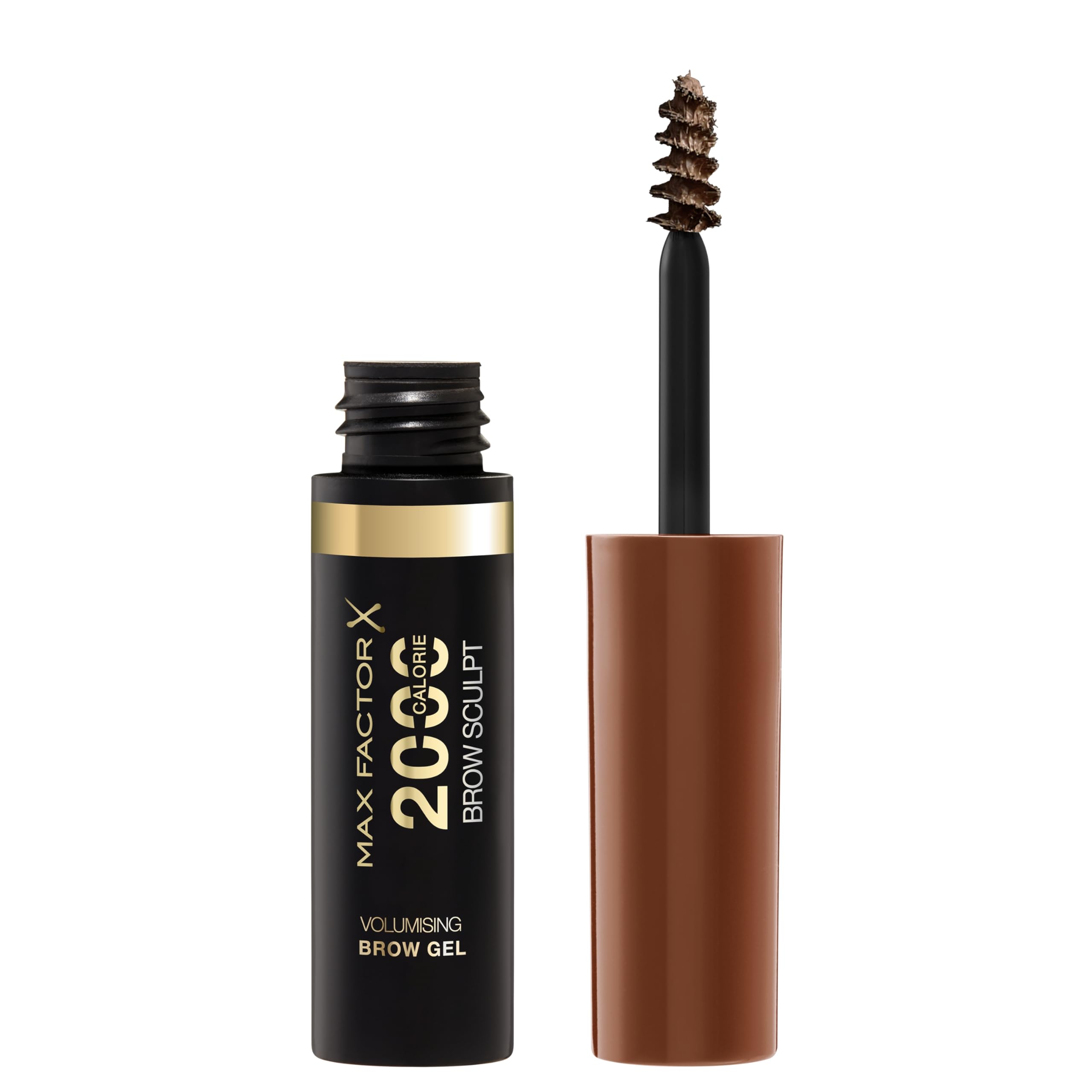 Max Factor 2000 Calorie Volumising Brow Sculpt Gel, Long-Lasting, Plumped & Fuller-Looking Brows, Waterproof, Smudge-Proof, Shapes & Intensifies, 003 Brown, 4.5ml