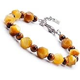 HASKARE Men Tigers Eye Bracelet Premium Stone Faceted Beaded Adjustable Chain Beads Bracelet, Unique Protection Crystals Good Luck Gifts for Him Father's Day Birthday