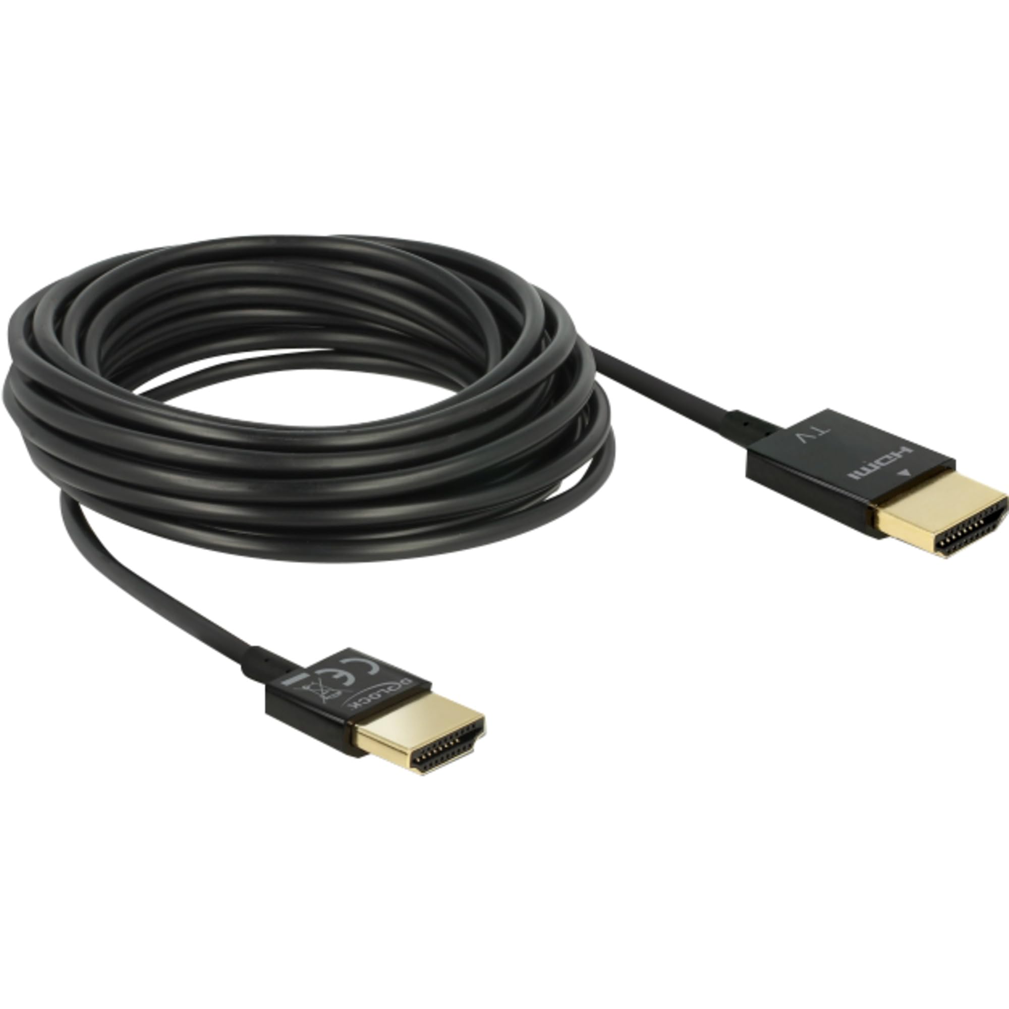 Delock High Speed HDMI Cable with Ethernet – HDMI-A Male to HDMI-A male 3D 4 K 3 m Active Slim Premium
