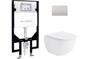 SWISS MADISON St. Tropez Wall Hung Toilet Bundle, Glossy White