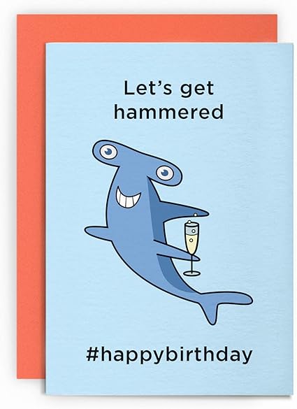 Biglietto Di Auguri Divertente Divertente Per Marito Moglie Fidanzato Amico Fratello Sorella Mamma Papa Squalo Animale Felice Per Lui Lei Let S Get Martellato Amazon It Cancelleria E Prodotti Per Ufficio