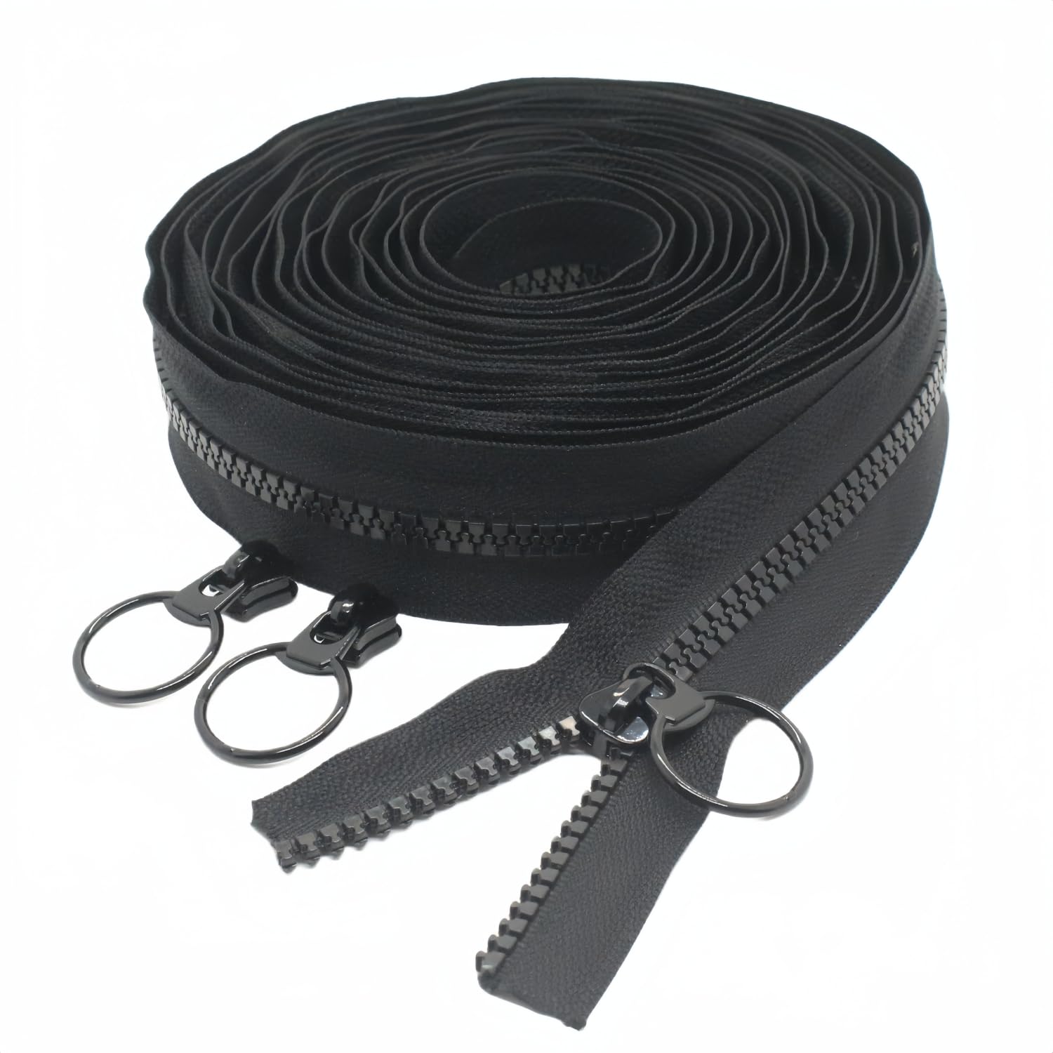 YaHoGa #5 Plastic Zipper By The Yard Bulk Black 5 Yards with 10pcs Ring Sliders for DIY Sewing Tailor Crafts Bags Tents Clothing (5 Yards)