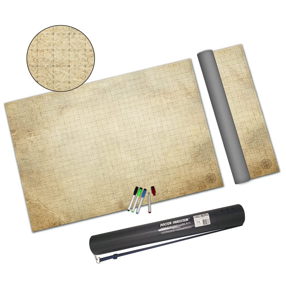 Dungeon Grid Game Mat, Must-Have Accessory for Role Playing, War Games, Board Games, Compatible with D&D, Pathfinder and Warhammer, Reusable, Durable and Portable