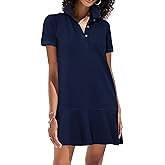 YEXPINE Polo Dress for Women Short Sleeve Ruffle Hem Golf Tennis Summer Mini Dresses