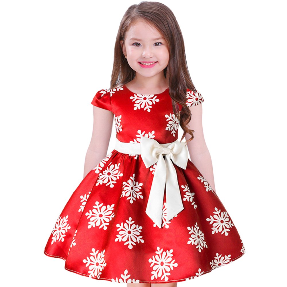 Kids Christmas Dress Little Big Girl Snowflake Print Bowknot Xmas |  Desertcart BAHRAIN