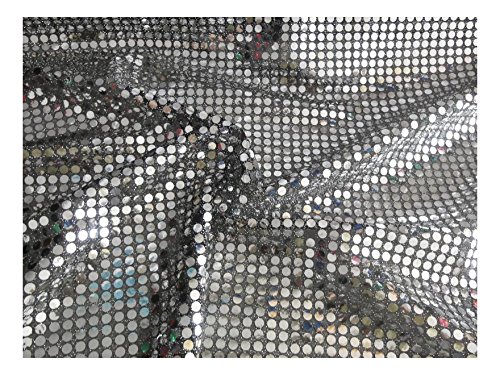 Fabrics-City % SILBER/SCHWARZ HOCHWERTIG PAILETTEN STOFF PAILLETTENSTOFF 6MM STOFFE, 2427