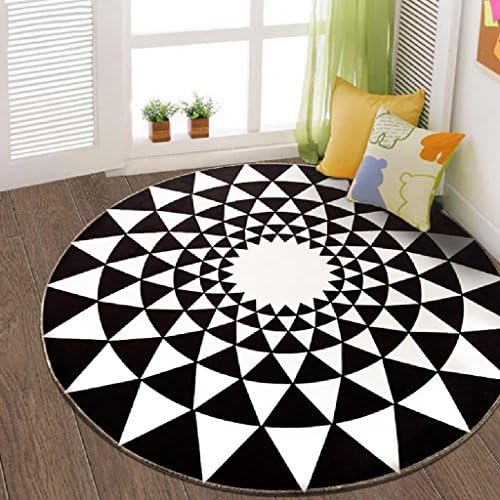 Design Round Rug Door Living Room European Bedroom Decorative Carpet Bedside Computer Chair Hanging Basket Study Stairway Stairway Carpet ( Color : Black and white , Size : 100100cm )