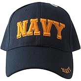 KYS, US Navy with Gold Block Navy Lettering on Front Baseball Hat, Blue