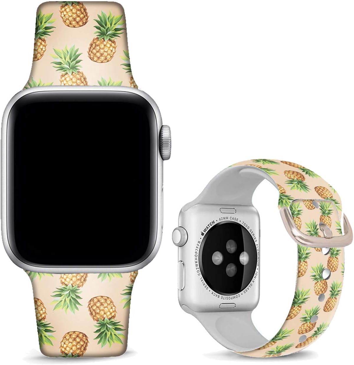 DOO UC Floral Bands Compatible with iWatch 38mm/42mm/40mm/44mm, Floral Chevron Silicone Fadeless Pattern Printed Replacement Bands for iWatch Series 5/4/3/2/1, M/L for Women/Men