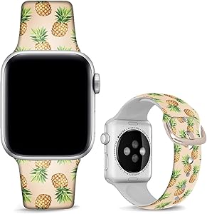 DOO UC Floral Bands Compatible with iWatch 38mm/42mm/40mm/44mm, Floral Chevron Silicone Fadeless Pattern Printed Replacement Bands for iWatch Series 5/4/3/2/1, M/L for Women/Men