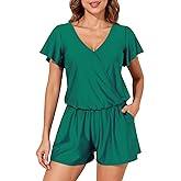 Smismivo Romper Swimsuits with Built in Bra and Pockets for Women Modest One Piece Swim Suit Shorts 2025 Boyleg Swimwear