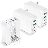 3-Pack USB C Charger Block, Flat USB C Charger, 40W 4-Port PD3.0 Slim Fast Charging Block with Foldable Plug Type C Power Adapter Brick for iPhone 16/15/14/11/12/13 Pro/Max, iPad, Samsung Galaxy