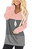 Jescakoo Color Block Shirts for Women Tops V Neck