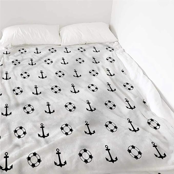 Throw Blanket Nautical, Anchors and Lifebuoys Lightweight Warm Blankets