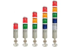 YJINGRUI 5 Stack LED Signal Tower Light, Industrial Flashing LED Warning Light with 85dB Buzzer & 180° Rotatable Base - for CNC, Factory Automation (24V DC)