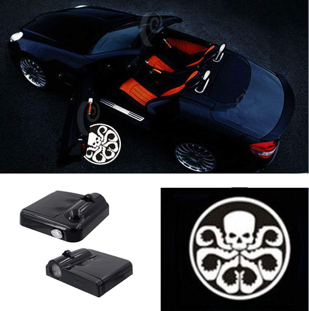 Premium Car Door Light 2 Pcs Easy Installed Welcome Laser Projector Pastable Led Logo Light Holeless Magnet Sensor Ghost Shadow Lamp Logos (Octopus)