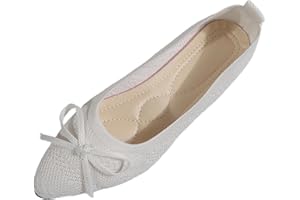 Women Mesh Flat Shoes Memory Foam Insole Soft Comfortable Flats Cute Bow Tie Pointed Toe Lightweight Slip On Flats