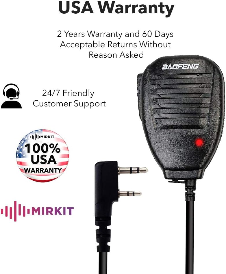 Baofeng Handheld Speaker Microphone for FRS 2 Way Radio, Remote Shoulder Mic, Compatible with Long Range Walkie Talkie, Reinforced Cable, Noise Reduction, Spring Clip, Mirkit Edition USA Warranty: GPS & Navigation