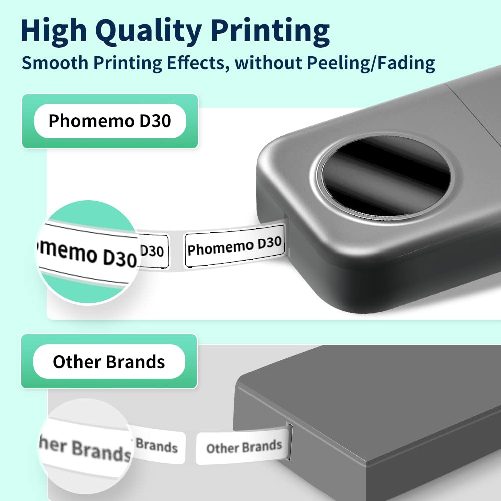 Phomemo Label Maker Machine with Tape, D30 Small Label Maker 12mm 0.47 White for Organizing, Bluetooth Wireless Thermal Sticker Printer Home School Office Supplies