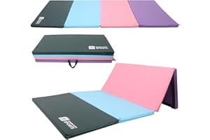 MODERN-DEPO Foldable 10'x4'x2"/ 8'x4'x2"/ 8'x2'x2" Gymnastics Mat with 4 Panels, Handle, Hook Loop, Waterproof Cover, 100% EPE Core, Tumbling Mat for Home Aerobics Yoga