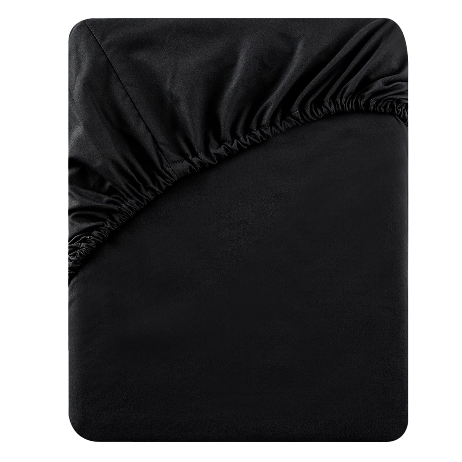 Soifox King Size Fitted Sheet Black - Bed Sheets with Extra Deep Pocket 16 inch (40 cm), Soft Microfiber Bottom Sheet for Kingsize Bed, 150x200cm