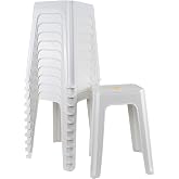 Parlynies 12 Pack Plastic Bar Stools, 18.7 Inch White Nesting Stool | Portable Backless Stool, Seating Dining Chairs for Classroom Office Home
