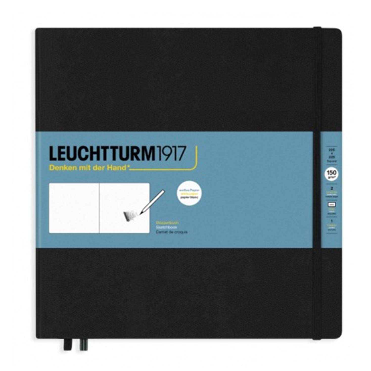 LEUCHTTURM1917 362358 Sketchbook Square (225 x 225 mm), Hardcover, 112 Pages (150 g/sqm), Plain, Black