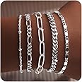 Gokeey Gold Bracelets for Women Trendy,14K Real Gold Plated Dainty Stackable Paperclip Cuban Link Chain Bracelets,Cuff Bracelets Jewelry Mother's Day Gifts for Mom Adjustable 7"+2"