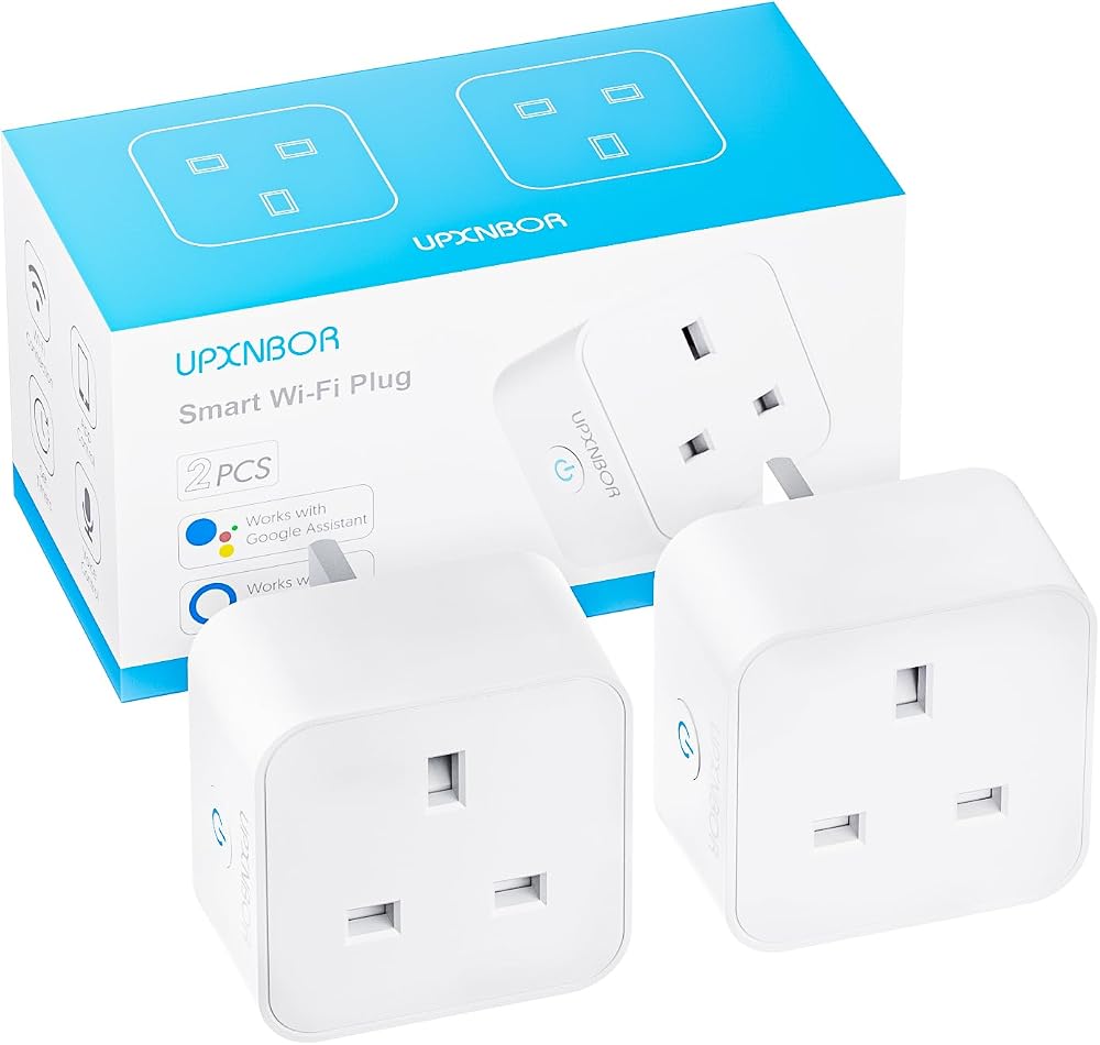 UPXNBOR Smart Plug 2 Pack Wi Fi Outlet Works with Alexa Google Home Energy