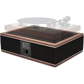 Andover Audio Andover-One SB Audiophile Powered Speaker Base for Turntables | Hi-Fi Speaker System for Record Players, Bluetooth Streaming, Phono Pre-Amp, IsoGroove Anti-Feedback Technology, Walnut