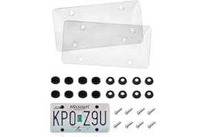 2-Pack Full Coverage License Plate Cover, Anti-Theft Screws Included, Clear Universal 6x12 Inch License Plate Protector for F