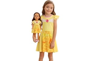 AmzBarley Doll and Girl Matching Nightgown Princess Pajamas Night Gown Dress for Girls and 18" Dolls Clothes
