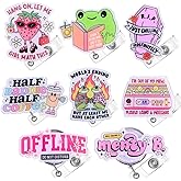 YJ PREMIUMS 8PC Funny Badge Reels Cute Badges Reel Holder Retractable Name ID Clip | Nurse Nurses Nursing Medical Students RN CNA MA Frog Coffee Strawberry Just Chilling Let Me Girl Math This